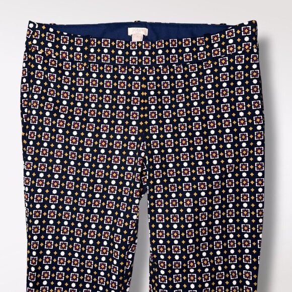 J.Crew Pixie Pants Navy Geometric Print Slim Cropped Ankle Size 6 - Picture 3 of 9